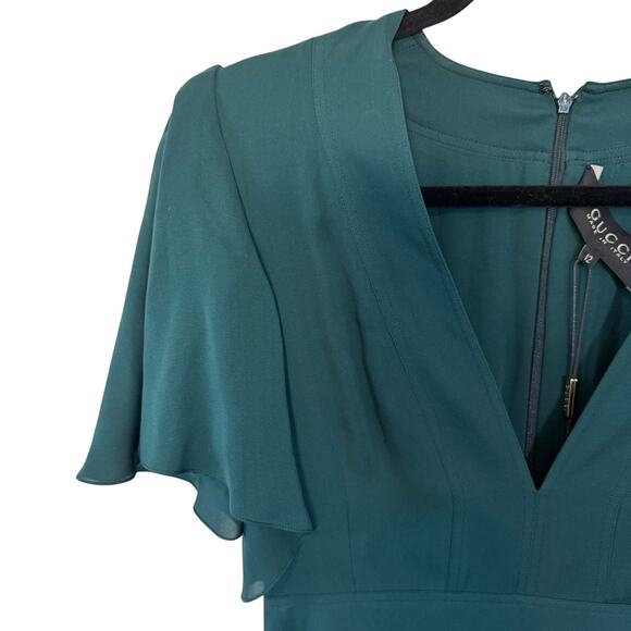 NEW Gucci Green 100% Silk A-Line Dress Short Sleeve Size 42 /6 Italy $2,735 - Picture 4 of 16